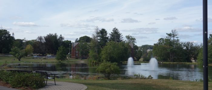 Image showing a view of Mirror Lake on the UConn campus.