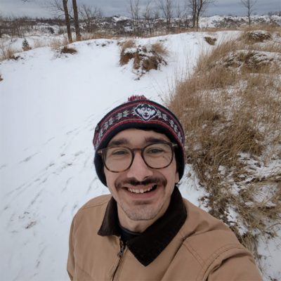 A man with snow